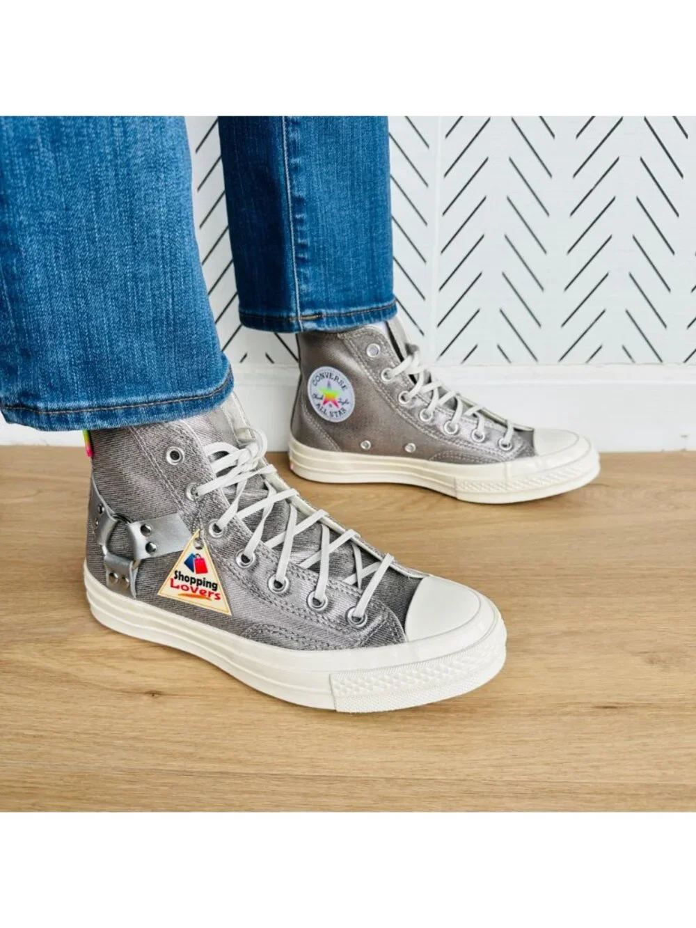 ❤️Converse Chuck 70 Pride Hi Silver Sz 9.5 Womens Shoes Metallic Sneaker A10214C